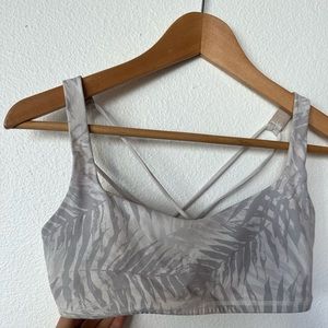 Lululemon White/Gray Palm Leaf Sports Bra